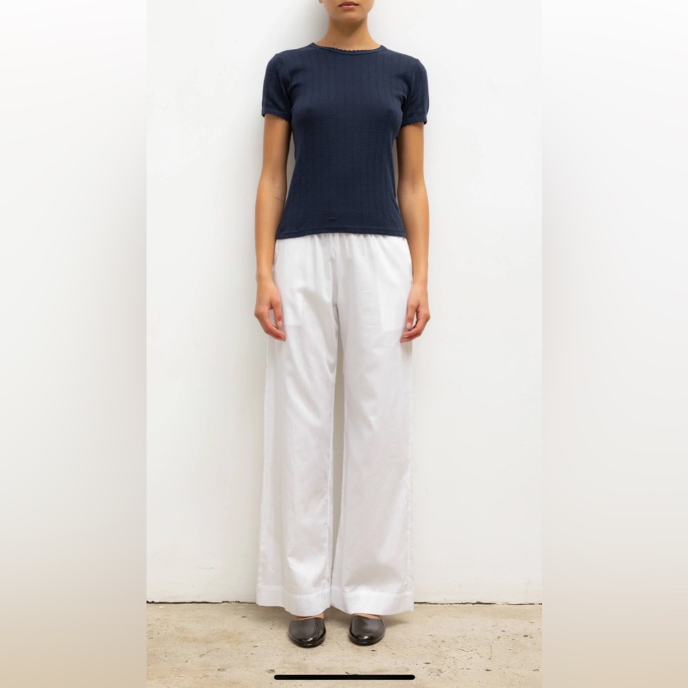 LESET White Wide Leg Cotton Pants